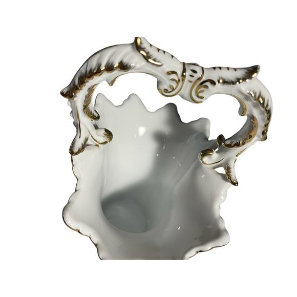 Vintage Vase - Ornate Handle - Yellow Floral - Scalloped Rim - Hand-Painted -EUC - Picture 3 of 13